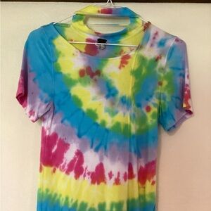 Free People M+M Tie Dyed Pullover Long Ribbed T-Shirt Size Small Neck Band